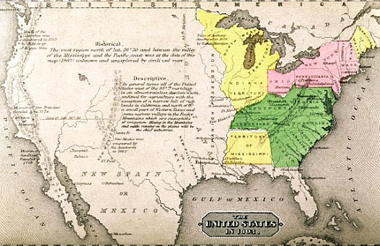 Map of the United States in 1803, from ''Our Whole Country: The Past and Present of the United State à Ecole americaine