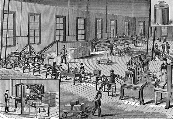 Norton''s improved automatic machinery for making tin cans, c.1901 à Ecole americaine