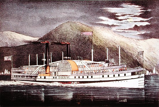 Steamer Drew, published Nathaniel Currier (1813-88) and James Merritt Ives (1824-95) à Ecole americaine