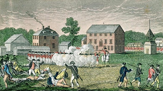 The Battle of Lexington, April 19th 1775, from ''Connecticut Historical Collections'', John Warner B à Ecole americaine