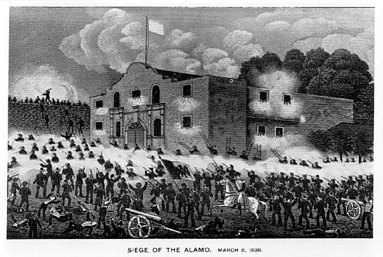 The Siege of the Alamo, 6th March 1836, from ''Texas, an Epitome of Texas History, 1897'', by Willia à Ecole americaine
