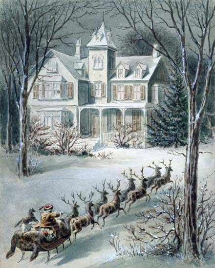 Illustration from 'Twas the Night Before Christmas' à Ecole americaine