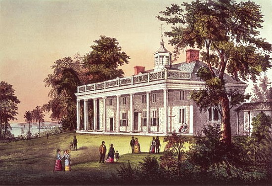 Washington''s Home, Mount Vernon, Virginia, pub. Currier & Ives à Ecole americaine