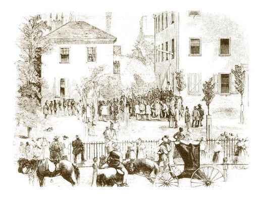 A lynching in Kentucky, 1850s (engraving) (b/w photo) à École américaine, (19ème siècle)