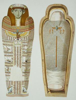 Case and mummy in its cerements from Gizeh, Volume II, plate XXVI from 'Ancient Egypt' by Samuel Aug à École américaine, (19ème siècle)