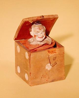 Jack-in-the-box (clown face), 1870-1900 (wood, textile, metal, paint) à École américaine, (19ème siècle)
