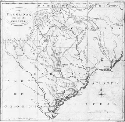 Map of the Carolinas with part of Georgia (engraving) à École américaine, (19ème siècle)