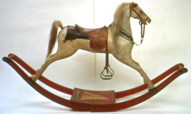 Rocking horse (wood & leather) à École américaine, (19ème siècle)