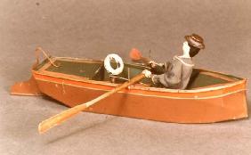 Toy boat and sailor, Ives, 1869 (wood & metal)