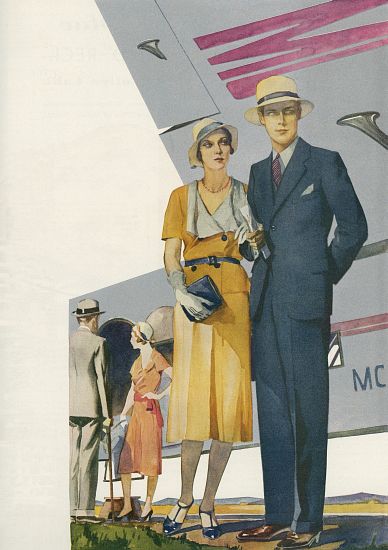 1920s Couple About to Board a Commercial Flight à École américaine (20ème siècle)