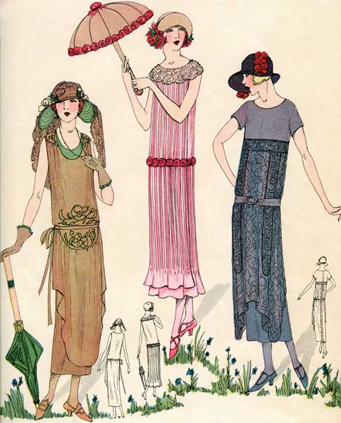 Models Pose with 1920s Flapper Fashions à École américaine (20ème siècle)