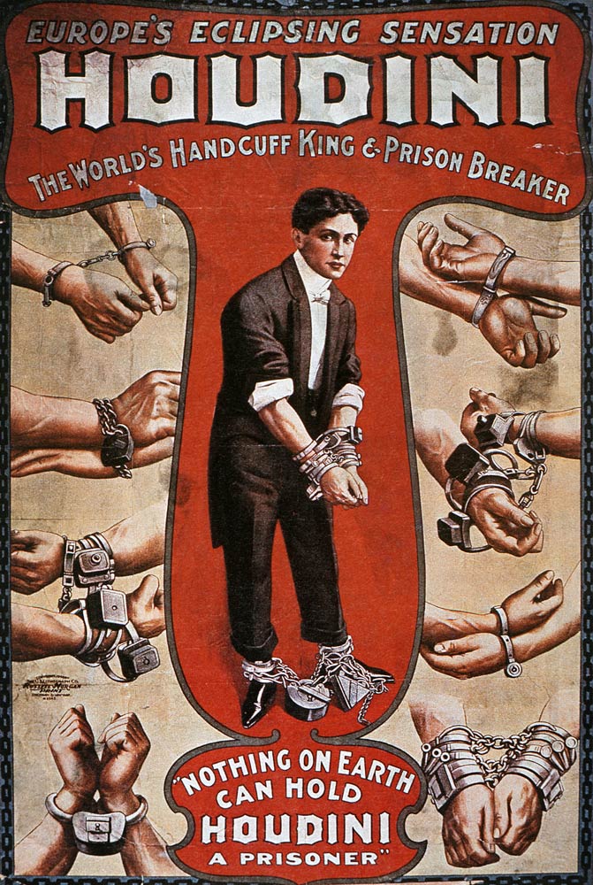 Poster advertising a performance by Houdini à École américaine (20ème siècle)