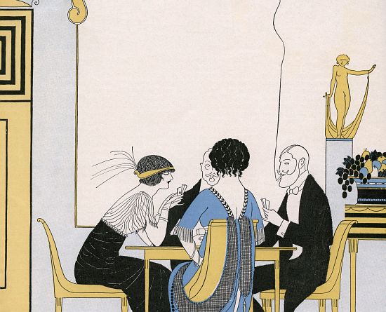 Elegant Couples Playing a Card Game à École américaine (20ème siècle)