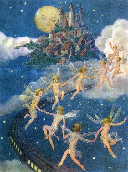 Fairies Flying to a Castle in the Sky à École américaine (20ème siècle)