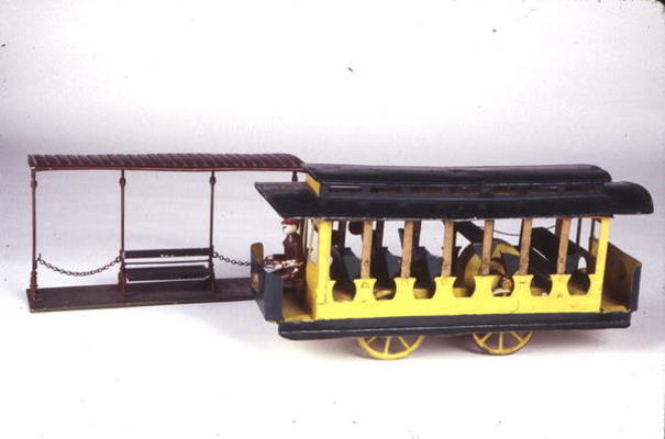Toy Trolley and Shed, c.1900 (tin) à École américaine (20ème siècle)