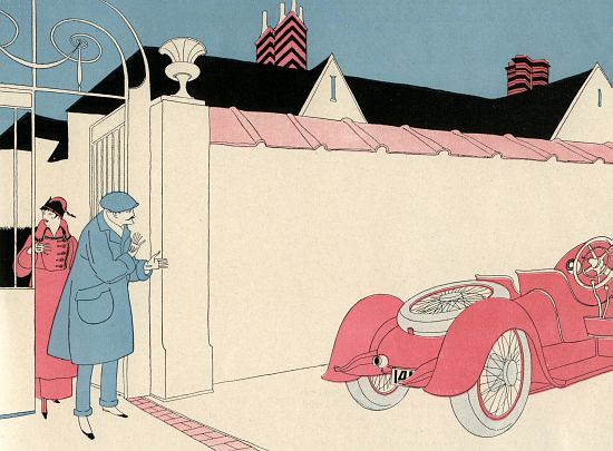 Wealthy Couple Waiting for Their Car à École américaine (20ème siècle)