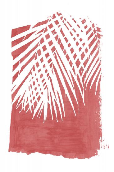 Red Palm Leaves Silhouette