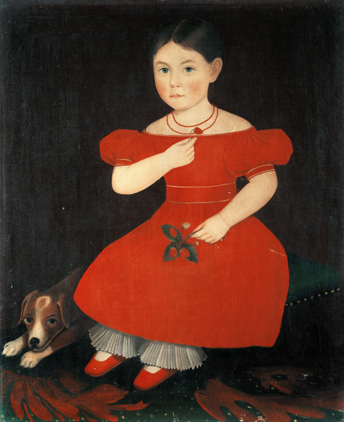 Portrait of a girl in a red dress à Ammi Phillips
