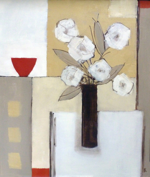 Red Bowl, White Flowers à Ana  Bianchi
