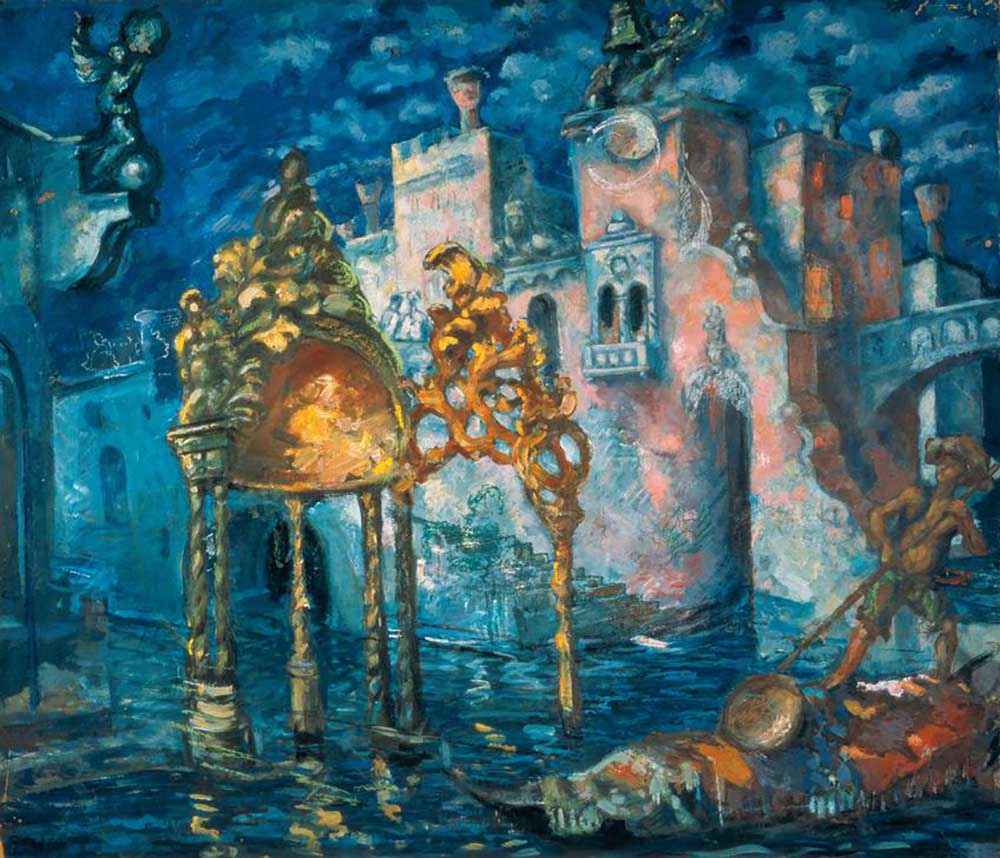 Stage design: Canal in Venice à Anatoli Afanasiewitsch Arapow