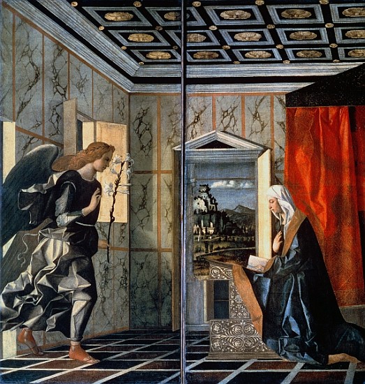 The Annunciation (pre-restoration) à (et assistants) Giovanni Bellini