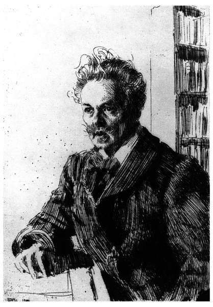 August Strindberg / Etching by Zorn à Anders Leonard Zorn