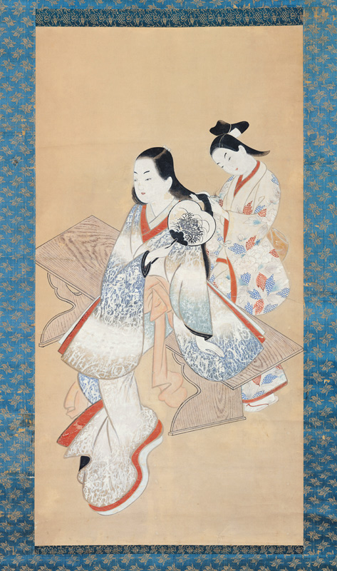 The Courtesan''s Coiffure, c.1700-14 (ink on paper) à Ando Kaigetsudo