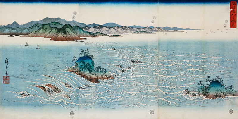 A View Of The Whirlpools At Naruto In Awa Province à Ando oder Utagawa Hiroshige