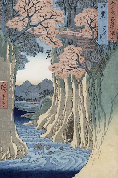 The monkey bridge in the Kai province, from the series 'Rokuju-yoshu Meisho zue' (Famous Places from à Ando oder Utagawa Hiroshige