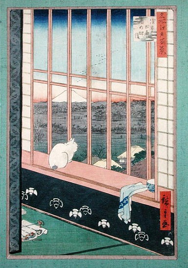 Asakusa Rice Fields during the festival of the Cock from the series ''100 Views of Edo'', pub. 1857 à Ando oder Utagawa Hiroshige