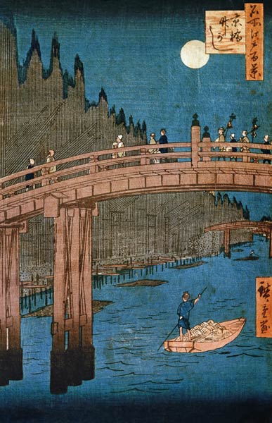 Kyoto bridge moonlight, from the series ''100 Views of Famous Place in Edo'', pub. 1855 à Ando oder Utagawa Hiroshige