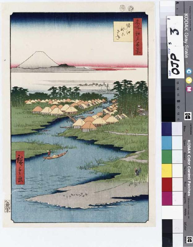 Nekozane bei Horikiri. Aus der Serie: Hundert Ansichten von berühmten Orten in Edo. à Ando oder Utagawa Hiroshige
