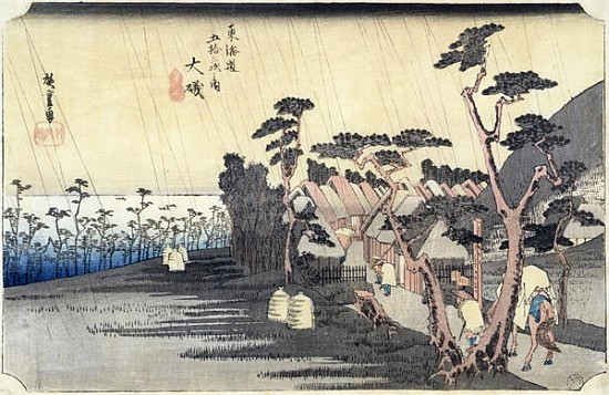 Oiso: Toraga Ame Shower, from the series ''53 Stations of the Tokaido Road'', 1834-35 à Ando oder Utagawa Hiroshige