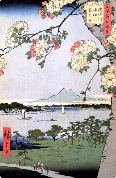 Suijin Schrein und Massaki am Fluß Sumida. (Bild 35 aus der Serie: 100 berühmte Ansichten von Edo). à Ando oder Utagawa Hiroshige