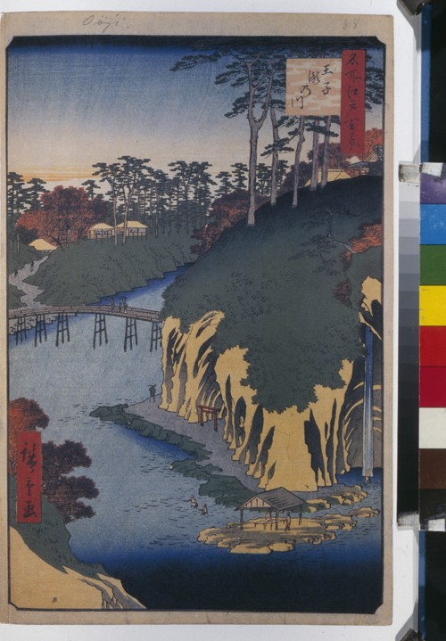 The Takinogawa in Oji (One Hundred Famous Views of Edo) à Ando oder Utagawa Hiroshige