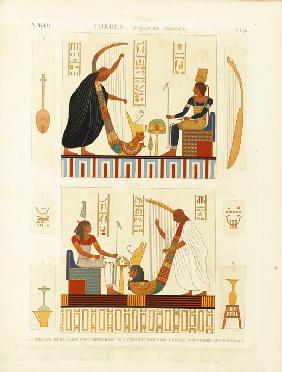 Paintings of two harpers in the tomb of Pharaoh Ramesses III in the Valley of the Kings. From "The D