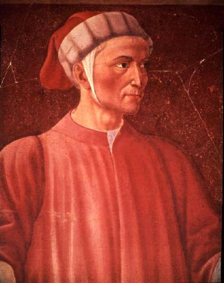 Dante Alighieri (1265-1321) detail of his bust, from the Villa Carducci series of famous men and wom à Andrea del Castagno
