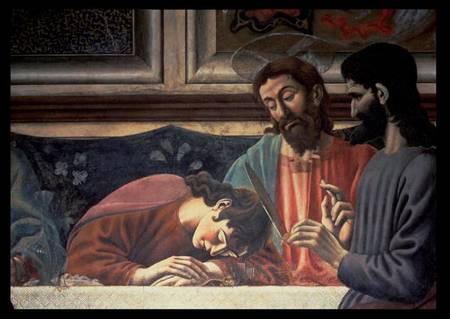 The Last Supper, detail of Judas, Christ and St. John à Andrea del Castagno