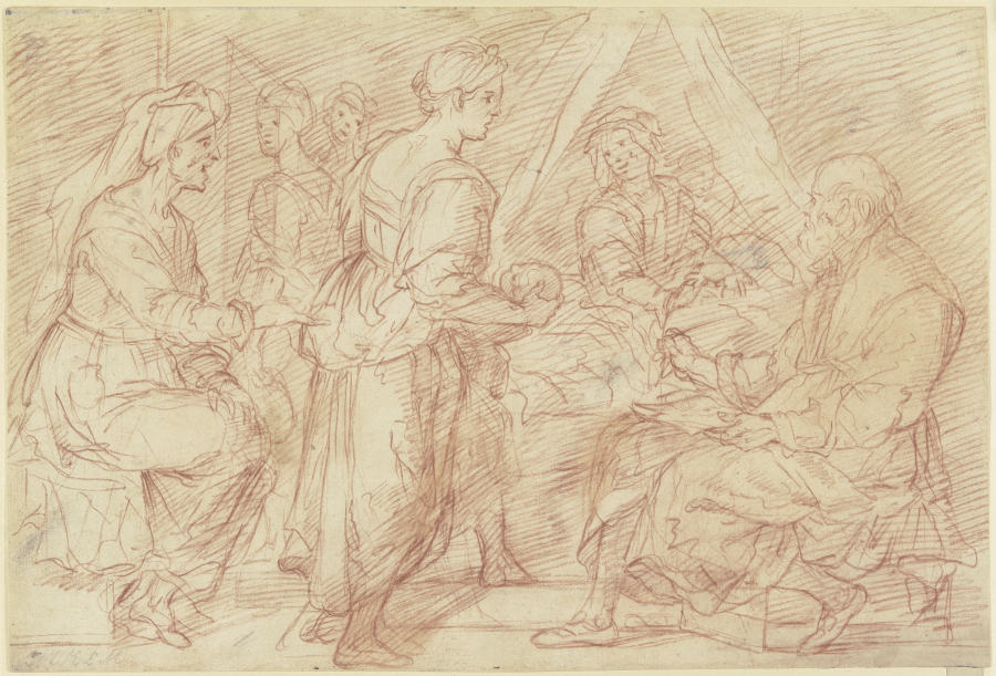 Die Geburt Johannes des Täufers aus dem Wandfresko im Chiostro dello Scalzo, Florenz à Andrea del Sarto