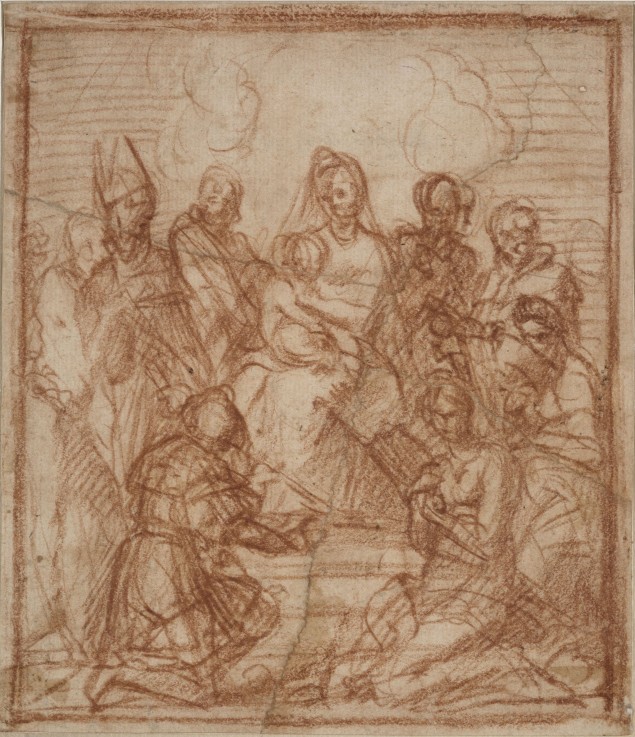 Enthroned Madonna with Child and eight saints (Composition study) à Andrea del Sarto