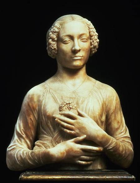 Young woman with a bunch of flowers, or "Flora", thought to be Lucrezia Donati, bust à Andrea del Verrocchio