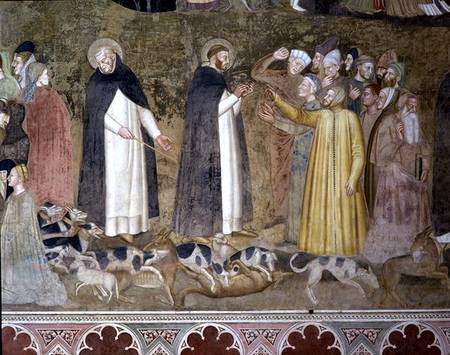 St. Dominic Sending Forth the Hounds and St. Peter Martyr Casting Down the Heretics, from the Spanis à Andrea  di Bonaiuto
