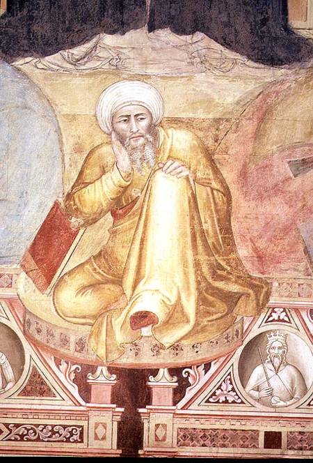 Triumph of St Thomas Aquinas, detail of figure below the throne, from the Spanish Chapel à Andrea  di Bonaiuto
