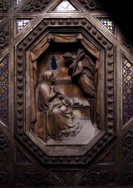 Tabernacle, detail of the Annunciation of the Virgin à Andrea di Cione Orcagna