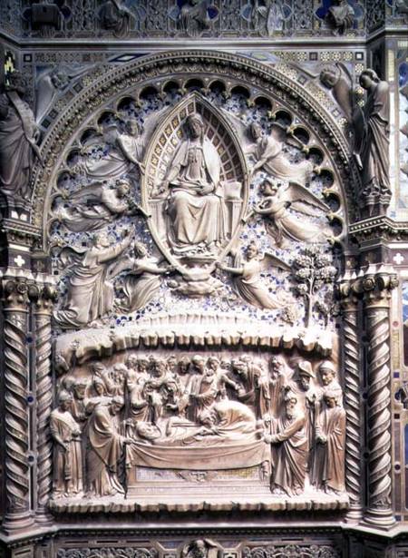 Tabernacle, detail showing the Death and Assumption of the Virgin à Andrea di Cione Orcagna