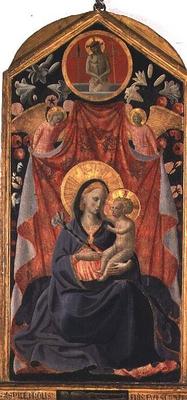 Madonna and Child with Two Angels and Christ risen from the Tomb (tempera on panel) à Andrea  di Giusto Manzini