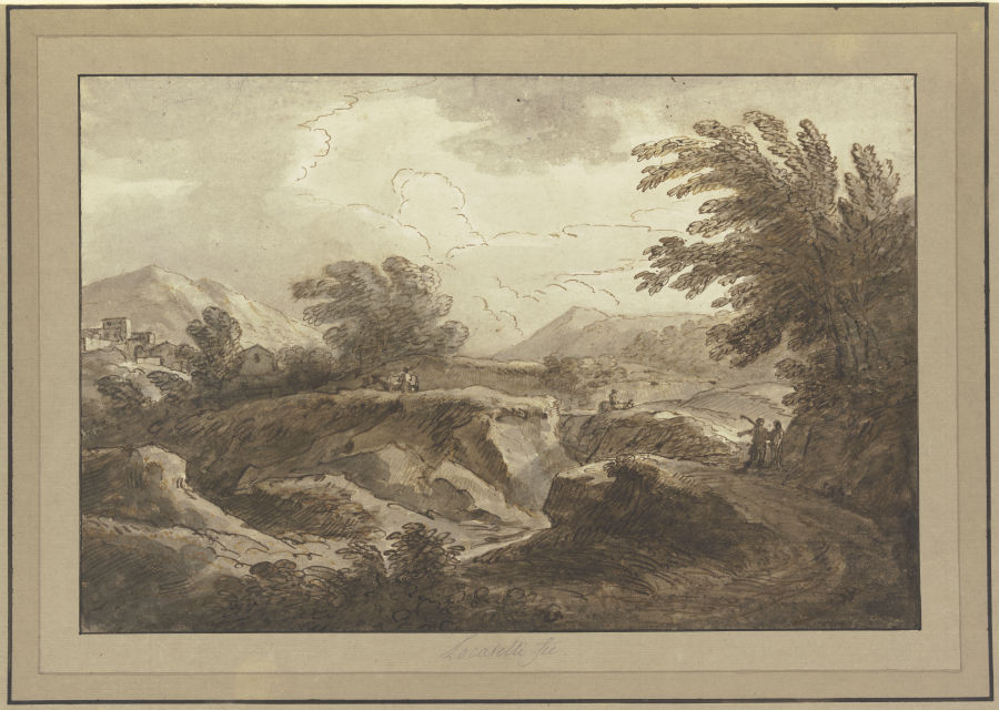 Landschaft mit einem Hohlweg und mehreren Figuren à Andrea Locatelli