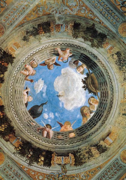 Chambre des mariés - fresque plafond, Palais Ducale, Mantoue, Italie à Andrea Mantegna