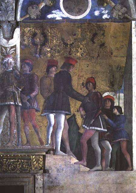 Courtiers from the court of Marchese Ludovico Gonzaga III of Mantua, from the Camera degli Sposi or à Andrea Mantegna