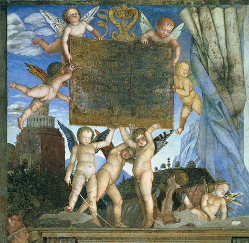 Putti Reggitarga - Chambre des mariés à Andrea Mantegna